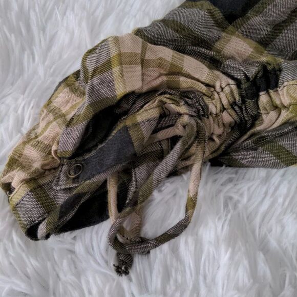 Free People We The Free Plaid Wool Top Button Front Green Distressed Size S - Picture 9 of 10